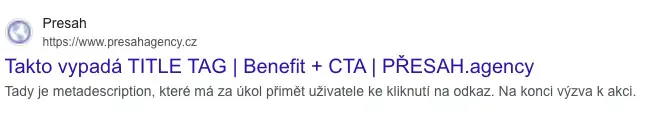 Ukázka title tagu ve výsledcích vyhledávání Google