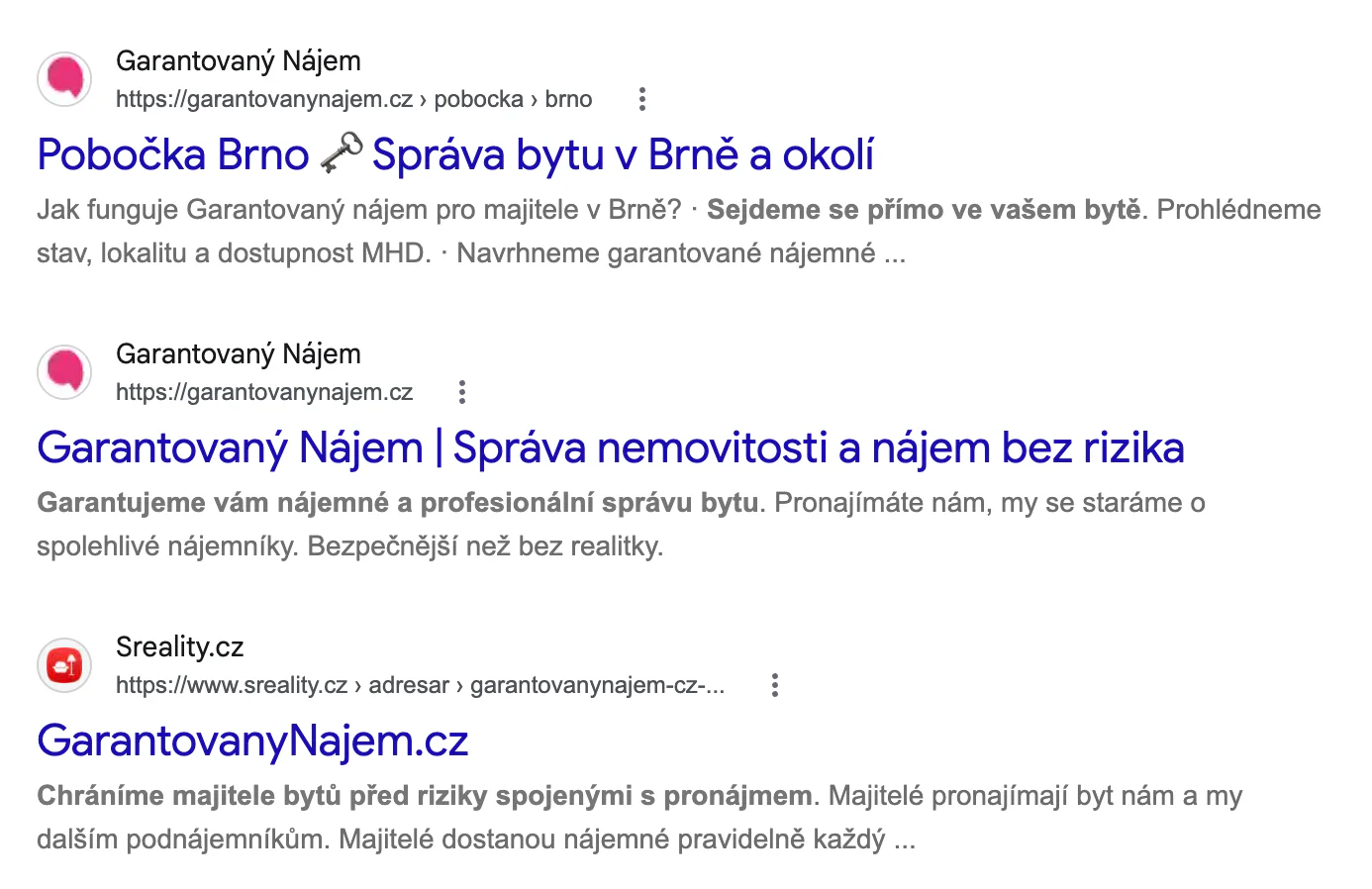 Organický výsledek lokálního vyhledávání pro výraz garantovaný nájem Brno
