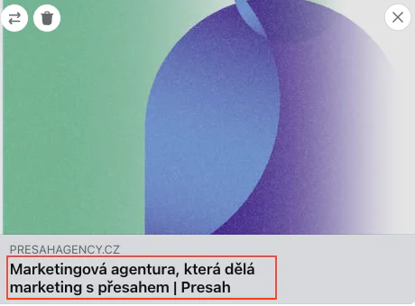 Zobrazení meta title na sociálních sítích.